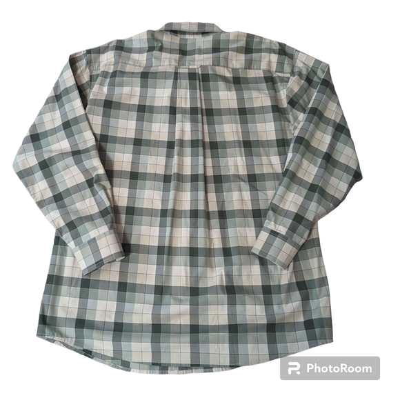 Orvis Button Front & Collar Long Sleeve Green Cream Plaid Shirt. Men's Large - Picture 2 of 7